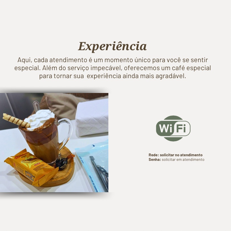 Café especial servido durante o atendimento no salão